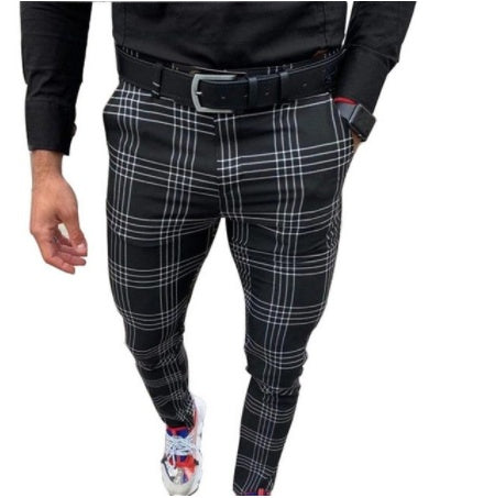 Large Plaid Striped Casual Fashion Foot Pants